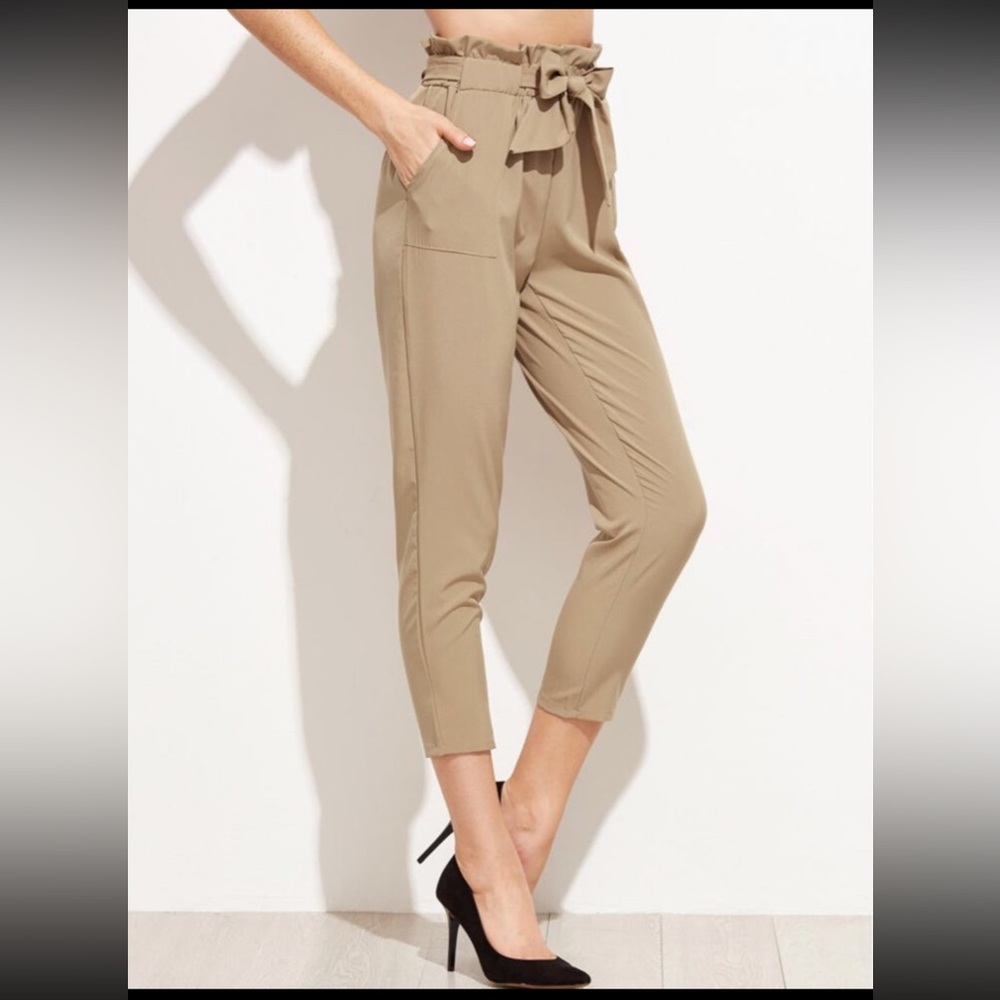 Tie Waist Shirred Peg Pants